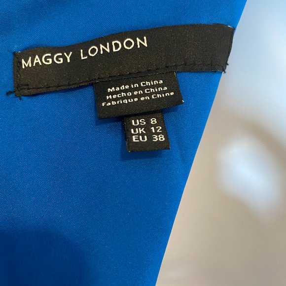 Maggy London Blue Satin Midi Dress - Picture 8 of 8